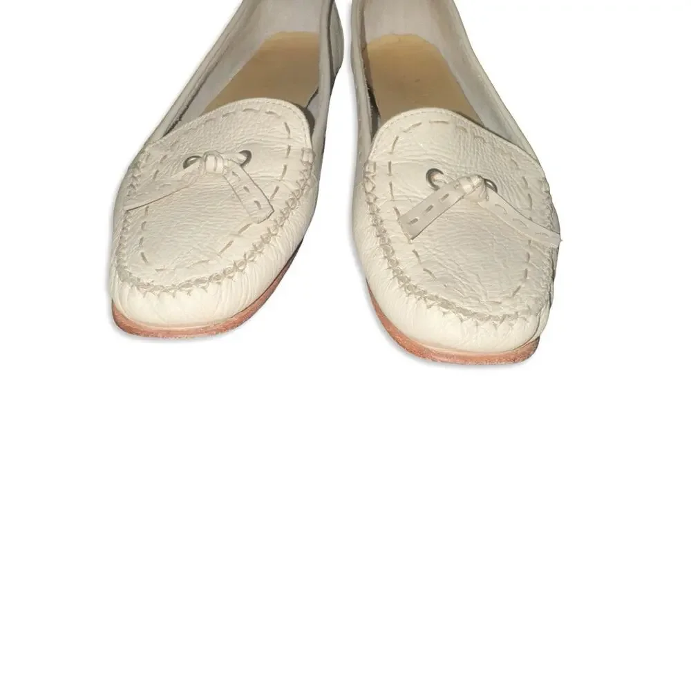 Cole Haan Womens Ivory Leather Loafers Flats Slip-ons Sz 10B